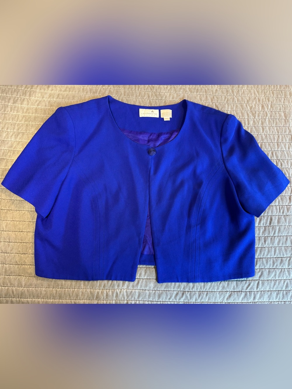 Vintage Liz Claiborne Old Money Royal Blue Cropped Blazer Women’s 16